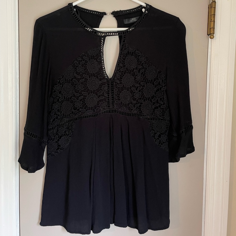 Black Flowy BKE Top